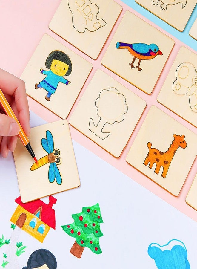 squishy 24Pcs Stencils for Craft and Art, Stencils for Kids, Wooden Painting Templates for Kids, Drawing Board for Home and Travel, Ideal for DIY Projects and Creative Art - Image 3