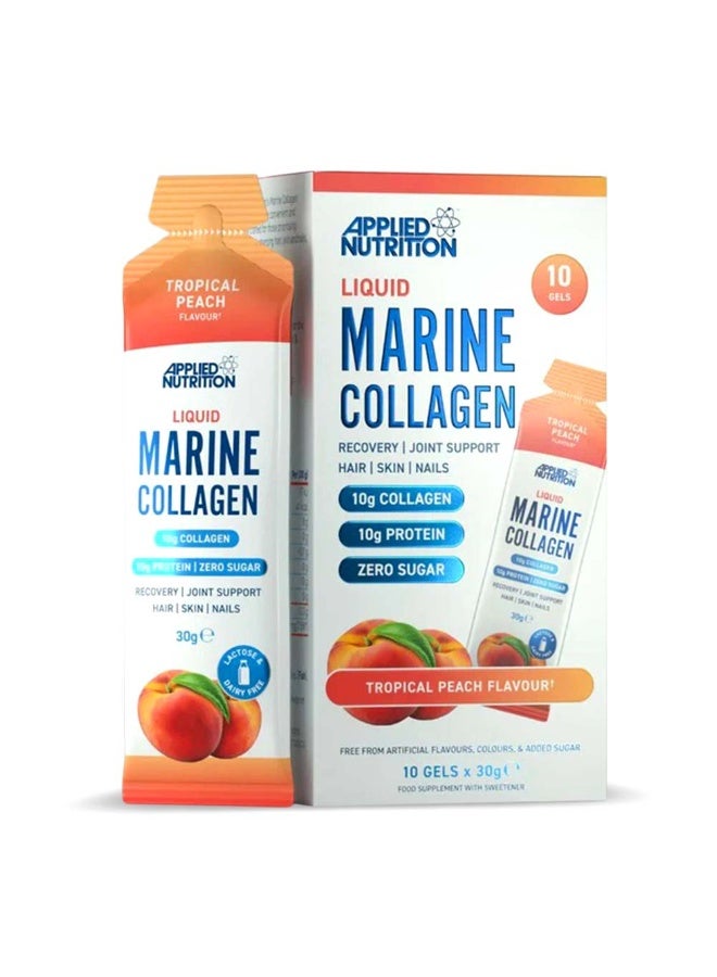 Applied Nutrition Liquid Marine Collagen, Tropical Peach – 10g Collagen per Serving, Supports Skin, Hair, Nails & Joints, Halal-Certified - Image 1