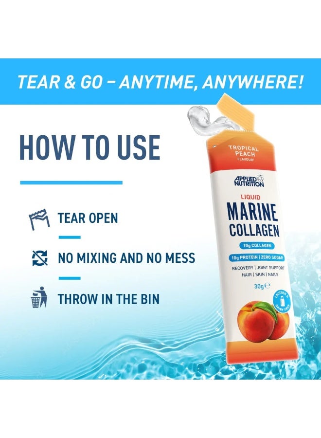 Applied Nutrition Liquid Marine Collagen, Tropical Peach – 10g Collagen per Serving, Supports Skin, Hair, Nails & Joints, Halal-Certified - Image 2