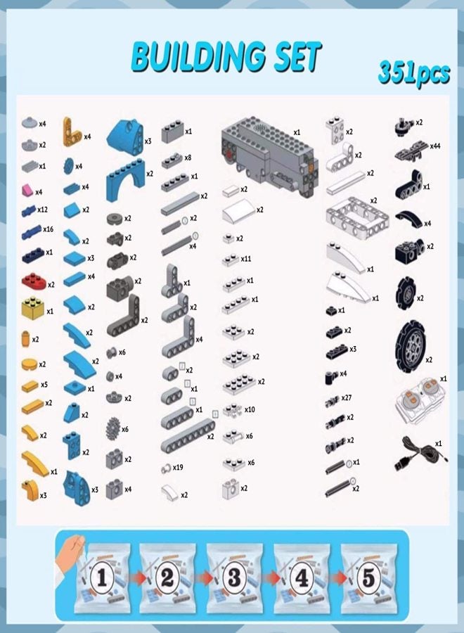 Build a Robot Remote Control Blocks Kit Intelligent RC Toy APP STEM Bricks Electric Educational Engineering Best 8-12+ Boys and Girls Kids Gift 351 Pieces Set - Image 2
