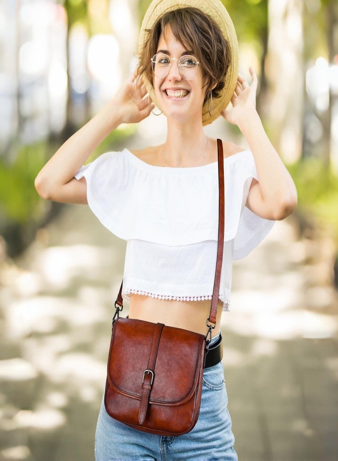 HESHE Geuinue Leather Purses for Women Crossbody Bags Shoulder Handbag Vintage Flap Saddle Purse Travel Cross Body Bag Hobo Satchel with Pockets(Brown) - Image 3
