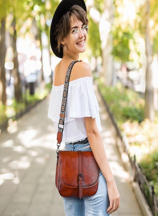 HESHE Geuinue Leather Purses for Women Crossbody Bags Shoulder Handbag Vintage Flap Saddle Purse Travel Cross Body Bag Hobo Satchel with Pockets(Brown) - Image 2