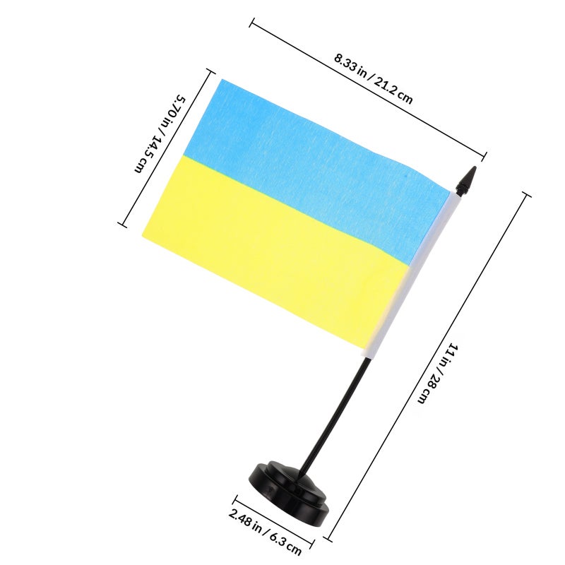 Table Flag Ukrainian Desk Flags with Stick and Base Desktop Ukrainian National Flag Decoration Banner for Office and Home - Image 2