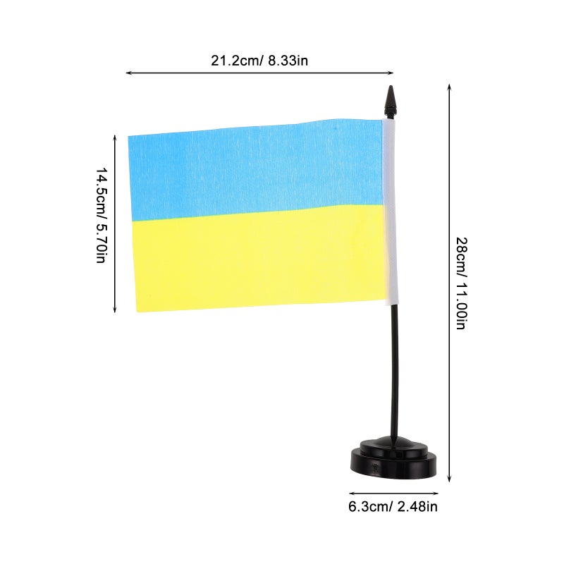 Table Flag Ukrainian Desk Flags with Stick and Base Desktop Ukrainian National Flag Decoration Banner for Office and Home - Image 4
