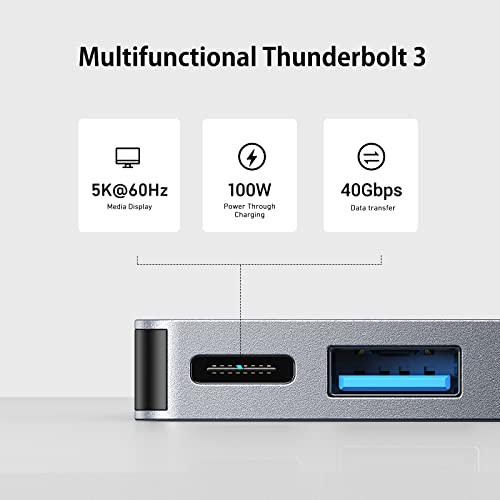 RayCue USB C Hub Adapters for MacBook Pro/MacBook Air M1 M2 M3 2023 2022 2021 2020 2019 13" 14" 15" 16", 6-in-2 Multiport MacBook Adapter with Thunderbolt 3, 3 USB 3.0 Ports, SD/TF Card Reader - Image 4