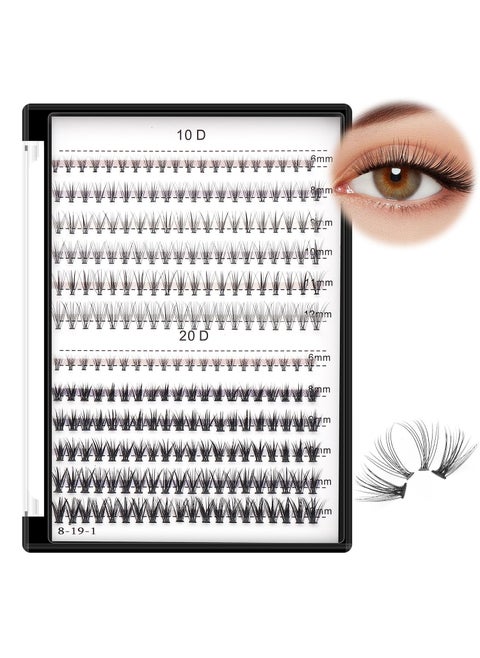 240PcsLarge Amount Mixed Size Cluster False Eyelshes 10Roots and 20 Roots Nature Long Individual Fake Eye Lashes Soft and Light Volume Eye Lashes Extensionsmixed 89101112mm