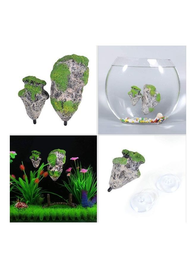 نيبمينينت حجر اسفنجي مغطى بالطحالب الصناعية بتصميم صخرة عائمة معلقة لزينة حوض الأسماك متعدد الألوان 13سم - Image 5