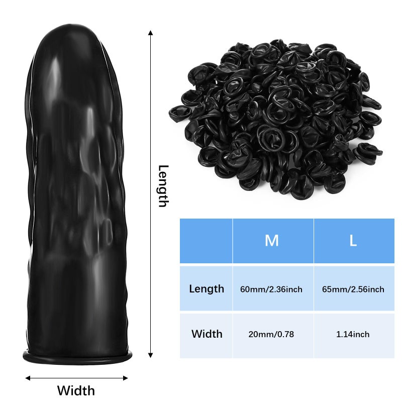Lauwell 400 Pcs Disposable Latex Finger Cots Protective Fingertips Gloves Black Finger Protectors Sleeves for Industrial, Beauty and More(2.6 x 1.1 Inch) - Image 2