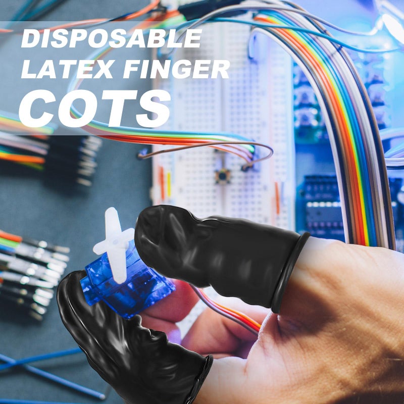Lauwell 400 Pcs Disposable Latex Finger Cots Protective Fingertips Gloves Black Finger Protectors Sleeves for Industrial, Beauty and More(2.6 x 1.1 Inch) - Image 5