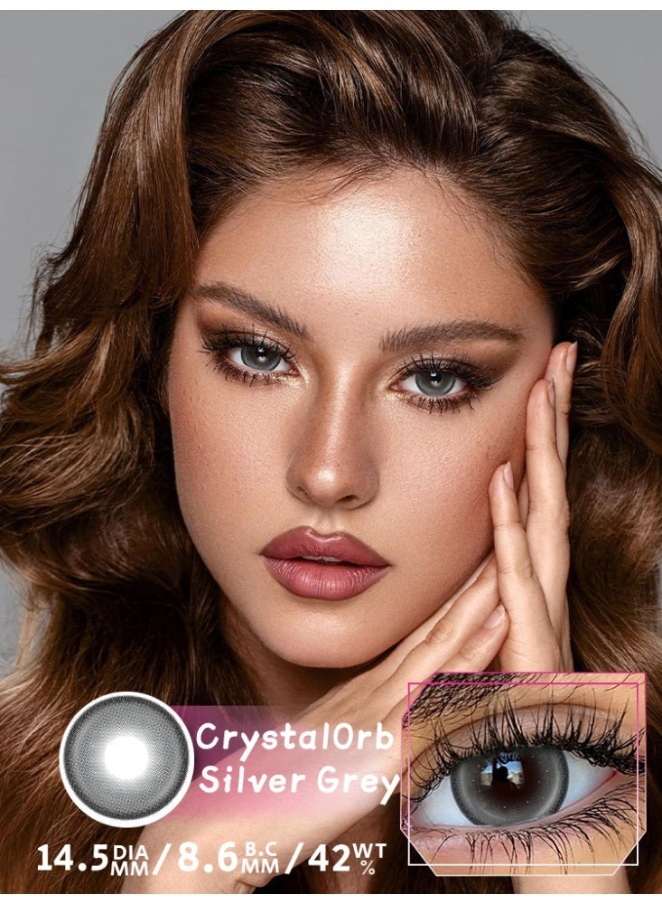 يواي عدسات لاصقة ملونة رمادية طبيعية ماركة UYAAI قابلة للاستخدام لمدة سنة، عدسات تجميلية مناسبة للجنسين، عدسات فاشن طبيعية، نسبة الماء 42% - Image 1