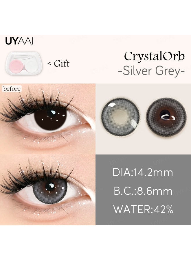 يواي عدسات لاصقة ملونة رمادية طبيعية ماركة UYAAI قابلة للاستخدام لمدة سنة، عدسات تجميلية مناسبة للجنسين، عدسات فاشن طبيعية، نسبة الماء 42% - Image 5