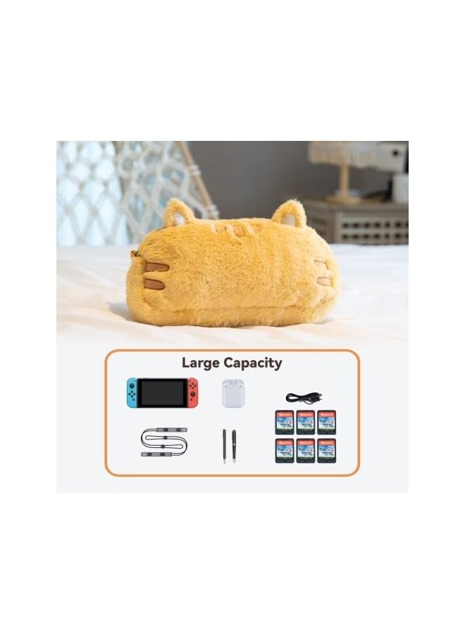 PROMASS Fat Cat Plush Bag with A Shoulder Strap, Cartoon Crossbody Bag Carrying Case Compatible with Nintendo Switch/OLED and Other Accessories - Image 3