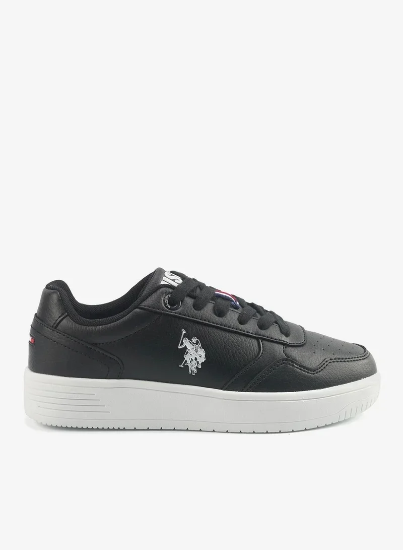 يو اس بولو اسن USPA Men's Black Platform Sneakers – Lightweight Lace-Up Casual Shoes | Comfortable Everyday Lifestyle Sneakers