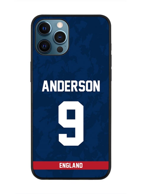 Rugged Black Edge Case iPhone 12 Pro, Slim fit Soft Case Flexible Rubber Edges Thin Cover - Player Name - James Anderson, Jersey Number- 9