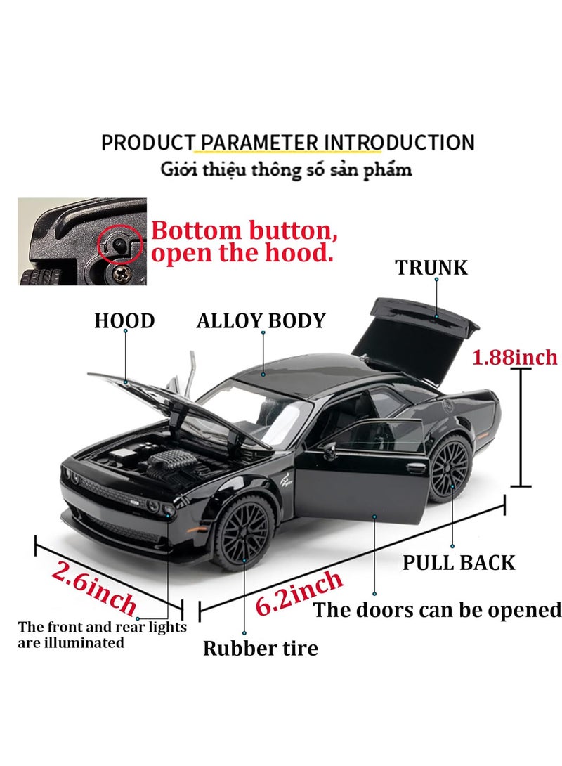 Toy Car Model 1/32 Dodge Challenger Hellcat Alloy Model Car with Light and Sound Collectible Model Cars Pull Back Toy Vehicles for Boys Children Age 3 + Year Old - Image 5