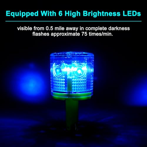 Aolyty Solar Strobe Warning Light 360 Degree Single Column Super Bright Waterproof IP54 for Construction Traffic Dock Marine Light Control Flashing (Blue) - Image 3