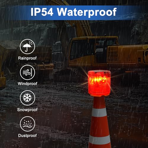 Aolyty Solar Strobe Warning Light 360 Degree Single Column Super Bright Waterproof IP54 for Construction Traffic Dock Marine Light Control Flashing (Blue) - Image 4