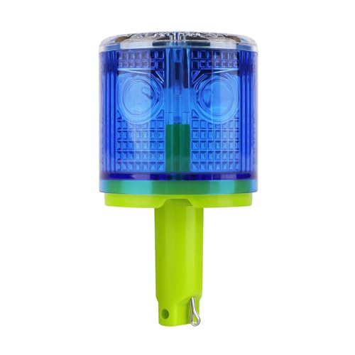 Aolyty Solar Strobe Warning Light 360 Degree Single Column Super Bright Waterproof IP54 for Construction Traffic Dock Marine Light Control Flashing (Blue) - Image 1