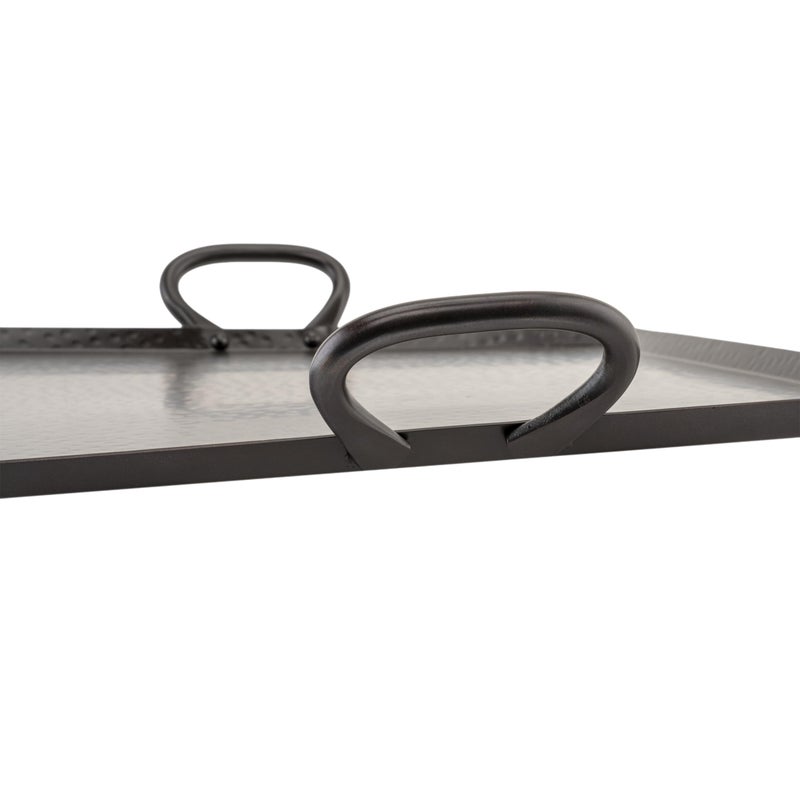 Get G.E.T. SSTPD-1915-ANT Heavy-Duty Metal Serving/Ottoman Tray with Handles, 19" x 15", Hammered Bronze - Image 2