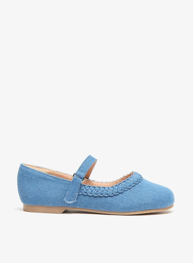 JUNIORS Braided Detail Ballerina Shoes with Hook and Loop Closure