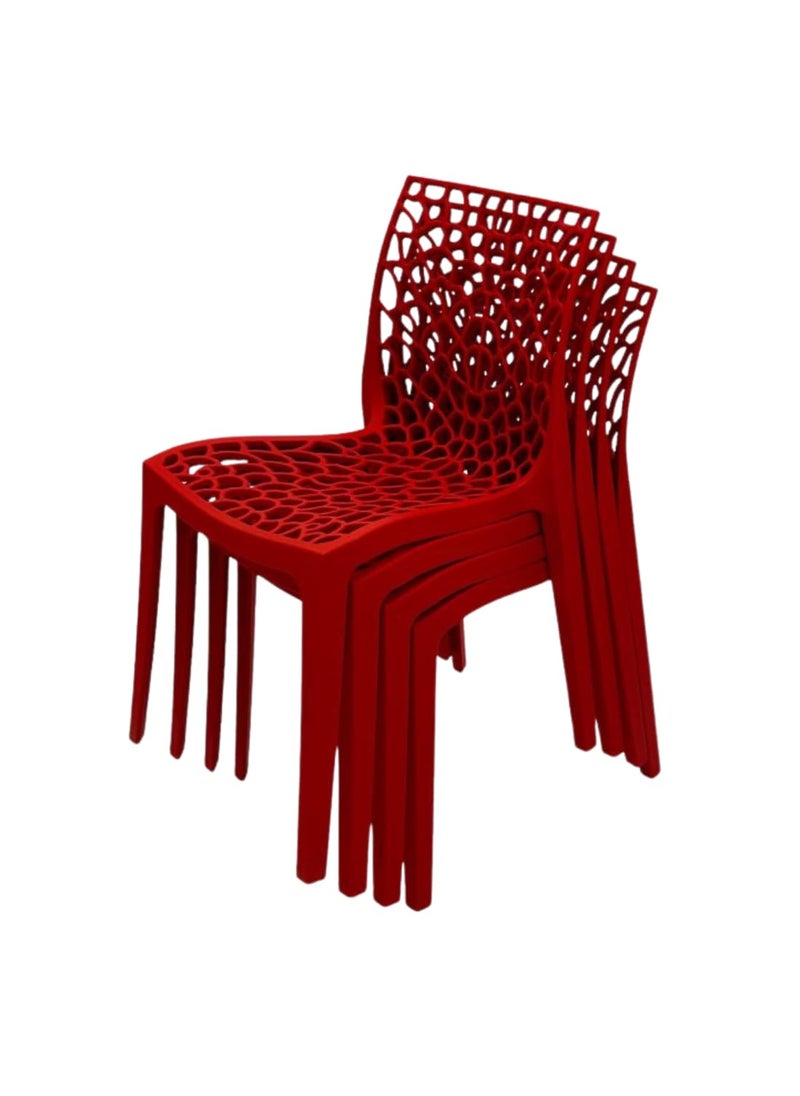 Generic Outdoor Plastic Web Chairs Set of 4 Red  - Image 1