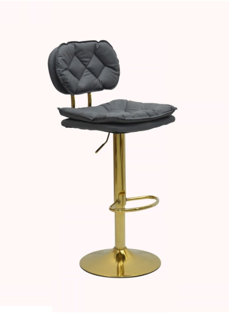 KARNAK Karnak 2-Pcs Bar Stools Modern Pu Leather Adjustable Swivel Barstools, Armless & Hydraulic Kitchen Counter Bar Stool Synthetic Leather Extra Height Barstool With Back Set Of 2 Color (Black & Gold)  - Image 2