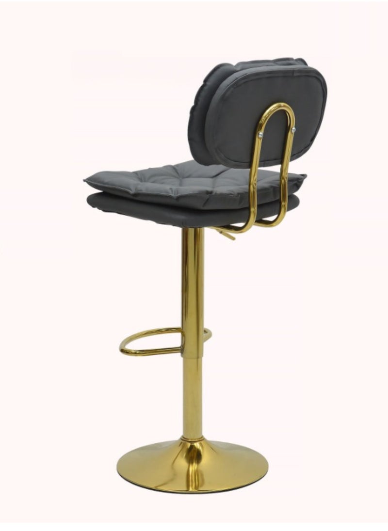 KARNAK Karnak 2-Pcs Bar Stools Modern Pu Leather Adjustable Swivel Barstools, Armless & Hydraulic Kitchen Counter Bar Stool Synthetic Leather Extra Height Barstool With Back Set Of 2 Color (Black & Gold)  - Image 3