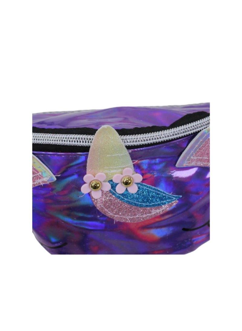 Waist Bag – Shiny Purple with Unicorn Design - Image 3