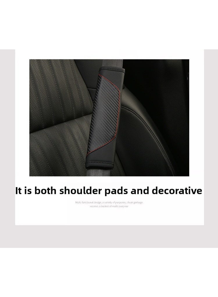 Generic Car seat belt pad cover, soft and comfortable leather seat belt shoulder strap cover, carbon fiber seat belt shoulder strap pad (black)  - Image 2