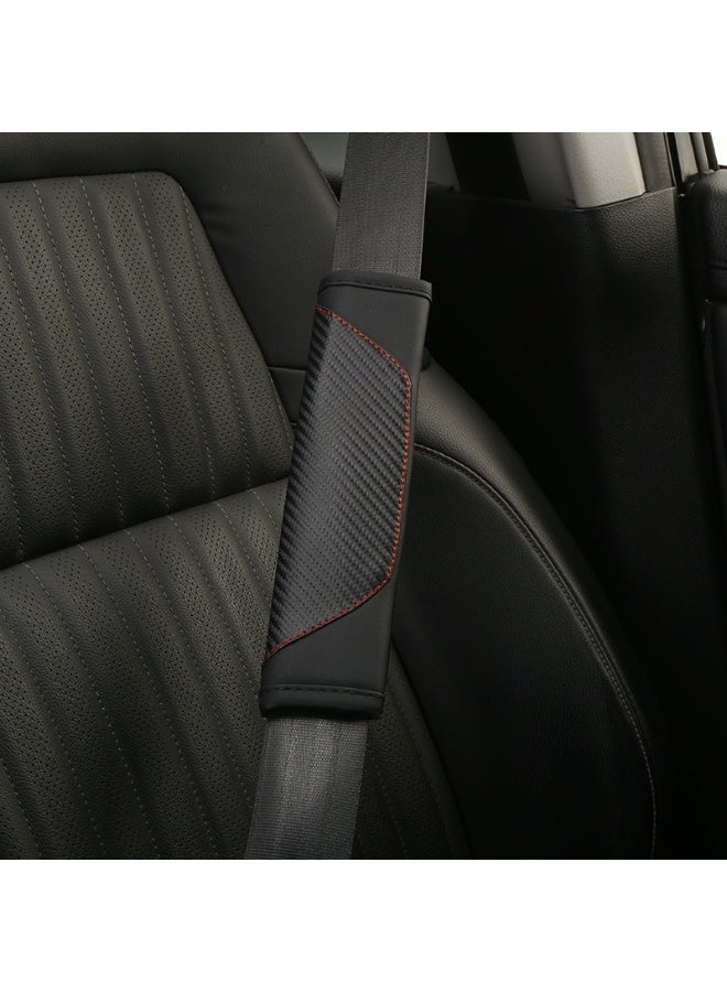 Generic Car seat belt pad cover, soft and comfortable leather seat belt shoulder strap cover, carbon fiber seat belt shoulder strap pad (black)  - Image 3