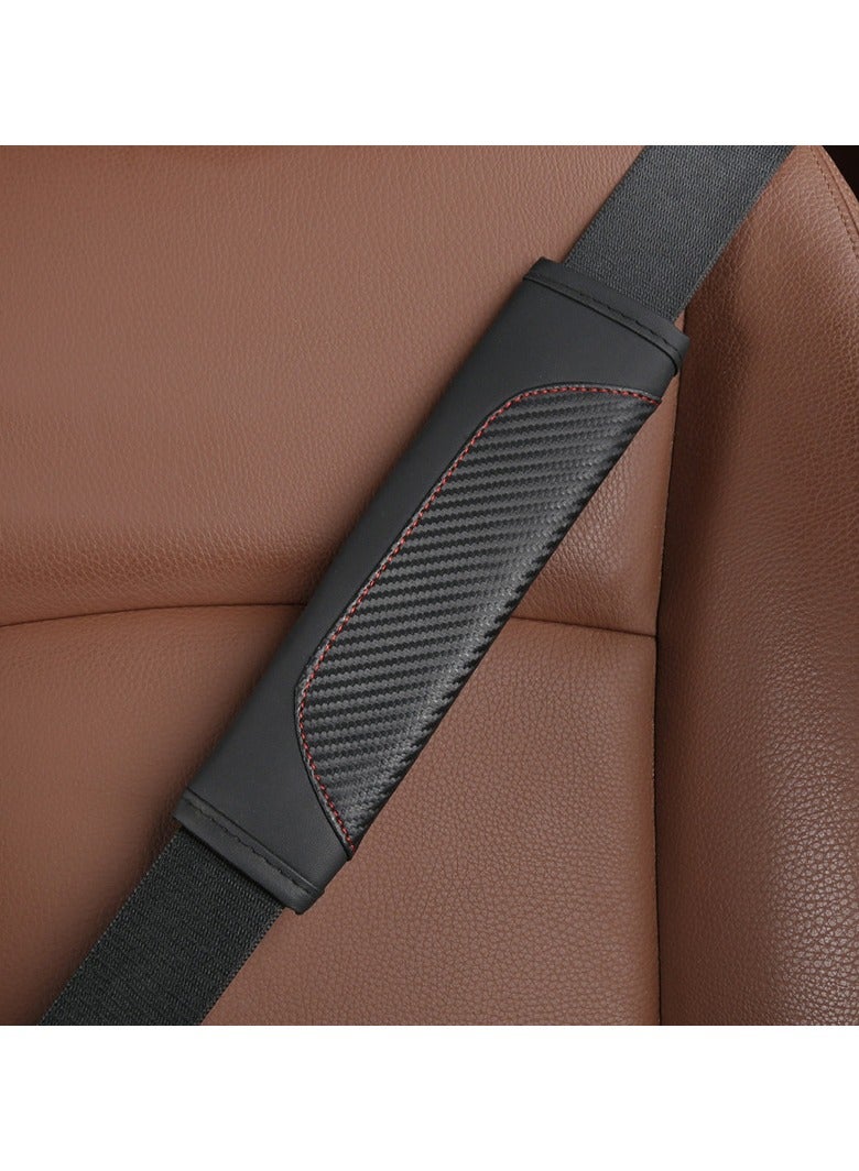 Generic Car seat belt pad cover, soft and comfortable leather seat belt shoulder strap cover, carbon fiber seat belt shoulder strap pad (black)  - Image 4