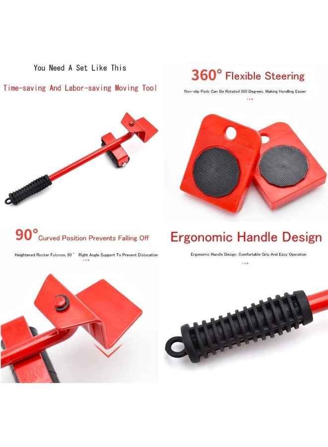 SHOWAY أداة نقل الأثاث Showay Moving Furniture مع 5 قطع من بكرة إزالة العجلات ونظام نقل الأثاث - أداة رفع بكرات نقل أثاث شديدة التحمل - Image 5