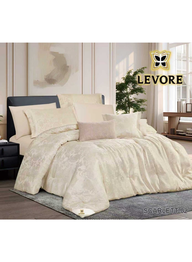 LEVORE Luxury 8-piece double bedsheet set, royal-style jacquard, soft to the touch, suitable for a 200x200 cm bed.