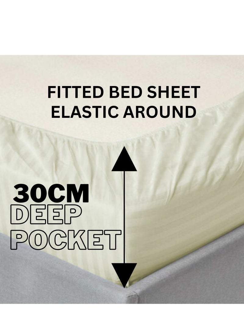 TW Premier Hotel Duvet Cover Single Size Stripe 4 Pcs Set - 1 Duvet Cover 160x220cm (Without Filling), 1 Fitted Sheet 120x200+30cm, 2 Oxford Pillow Cases 48x74+5cm, Super Soft Quilt Cover - Image 5