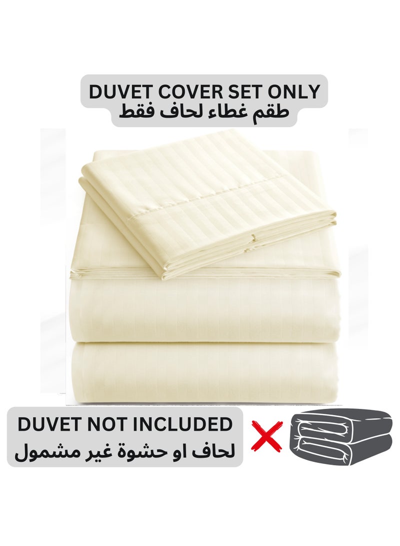TW Premier Hotel Duvet Cover Single Size Stripe 4 Pcs Set - 1 Duvet Cover 160x220cm (Without Filling), 1 Fitted Sheet 120x200+30cm, 2 Oxford Pillow Cases 48x74+5cm, Super Soft Quilt Cover - Image 3