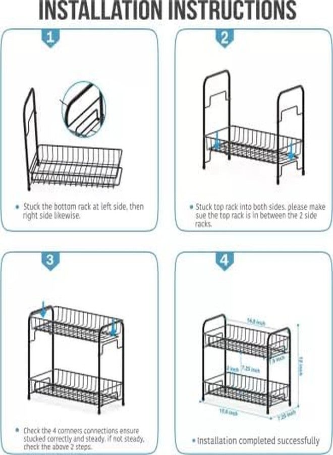 GLOCY Steel 2-Tier Multipurpose Kitchen Rack/Kitchen Storage/Kitchen Organizer/Kitchen Shelf Storage Basket (Pack of 1-Grey) - Image 2