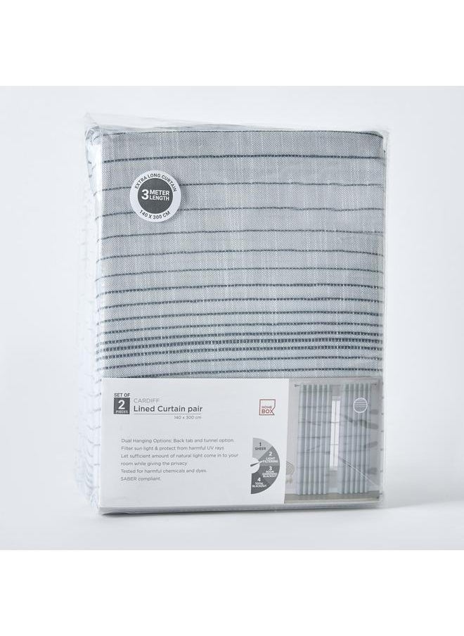 Home Box - Cardiff 2-Piece Lined Curtain Pair with Back Tab and Rod Pocket - 140x300 cm - Image 1