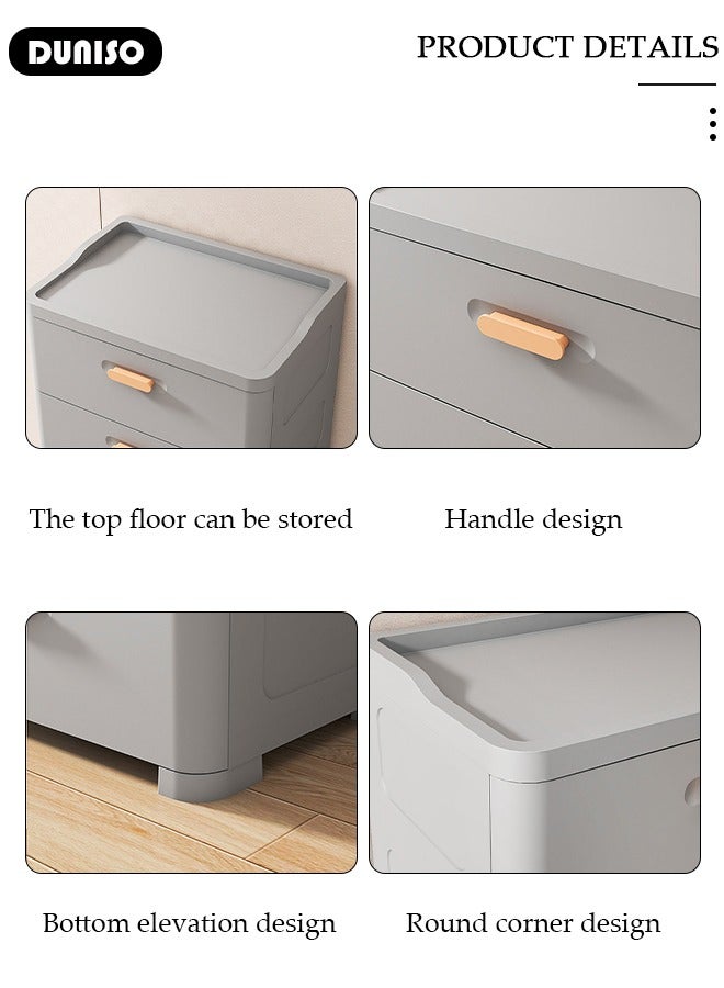 DUNISO 3 Layers Plastic Storage cabinet With Drawers,Wide Slit Cabinet Drawer Unit,home Storage Organizer,Multipurpose Mix Drawers for Kitchen Bedroom Bathroom and Living Room  - Image 2