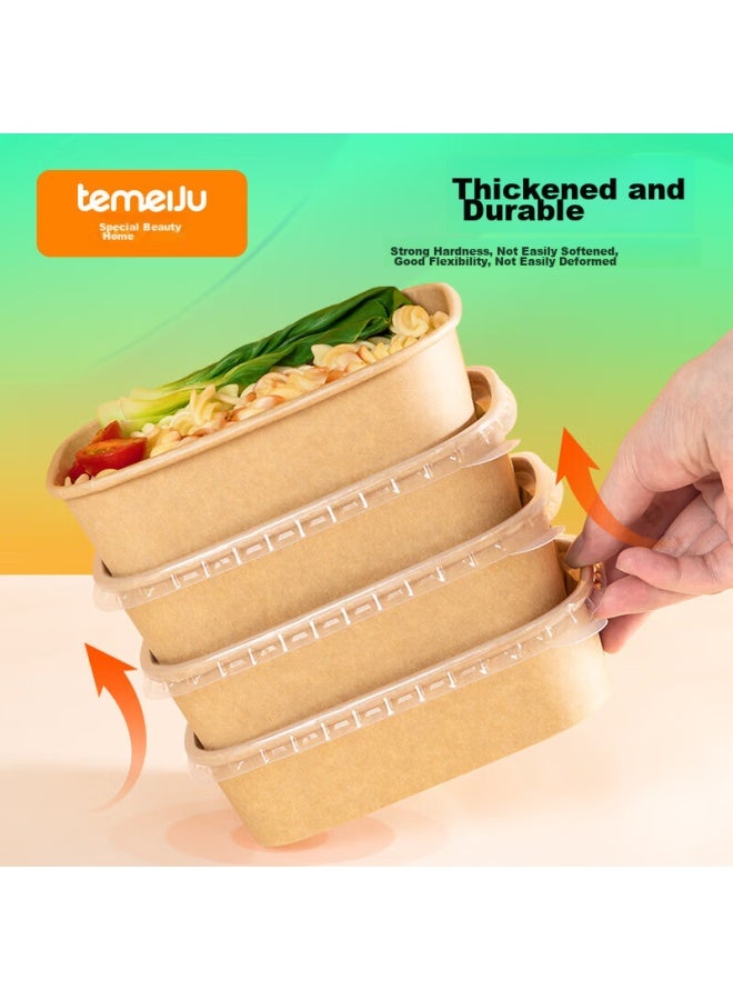 Temeiju Disposable Food Containers, Kraft Paper, Thickened, Biodegradable, With Lids, Takeout Boxes, Picnic Boxes, Camping Utensils, 20 Sets, 500 Model - Image 4