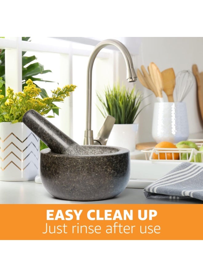 Heavy Duty Large Mortar and Pestle Set,100% Granite, Non Slip Base, Make Fresh Guacamole, Salsa, Pesto, Stone Grinder Bowl, Herb Crusher, Spice Grinder, 2 Cup, 6.3 Inch Size - Image 4