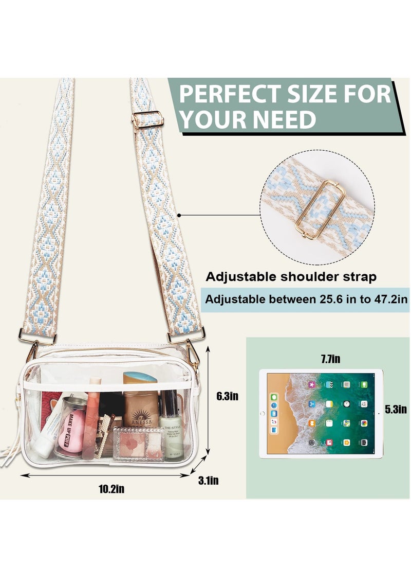 Excefore Clear Bag Stadium Approved with Guitar Strap,Clear Crossbody Backpack, Transparent Casual Chest Daypack for Women & Girls, Perfect for Sports, Music Festival, Hiking, Concerts(white)  - Image 2