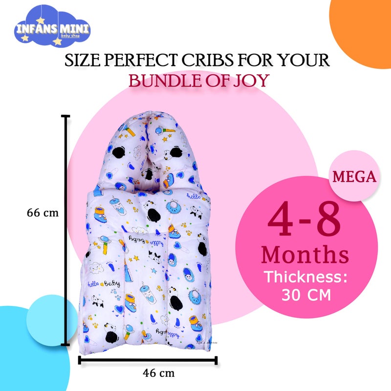 Infans Mini Panda Mega 3 in 1 Baby's Cotton Bed Cum Carry Bed Printed Baby Sleeping Bag-Baby Bed-Infant Portable for Unisex Easily Portable, Light Weight Carry for New Born 4-8 Months Old(Blue) - Image 2