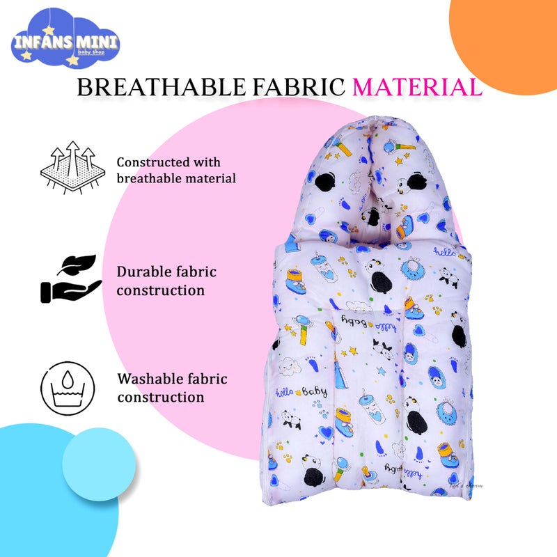 Infans Mini Panda Mega 3 in 1 Baby's Cotton Bed Cum Carry Bed Printed Baby Sleeping Bag-Baby Bed-Infant Portable for Unisex Easily Portable, Light Weight Carry for New Born 4-8 Months Old(Blue) - Image 5