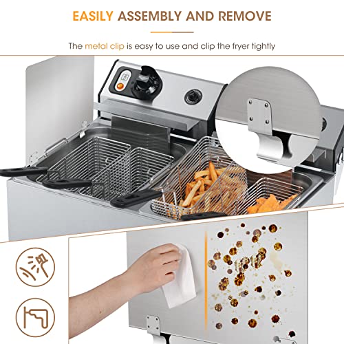 SDSNTE Stainless Steel Commercial Deep Fryer Splash Guard 20-1/2" W X 18" H Side Splash Universal fit clips stop oil from splattering, pack of 2 - Image 5