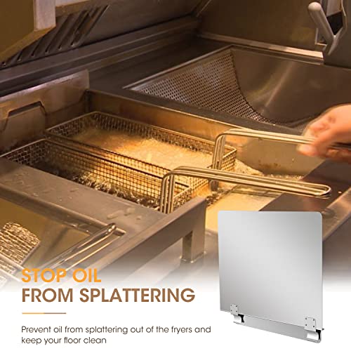 SDSNTE Stainless Steel Commercial Deep Fryer Splash Guard 20-1/2" W X 18" H Side Splash Universal fit clips stop oil from splattering, pack of 2 - Image 2