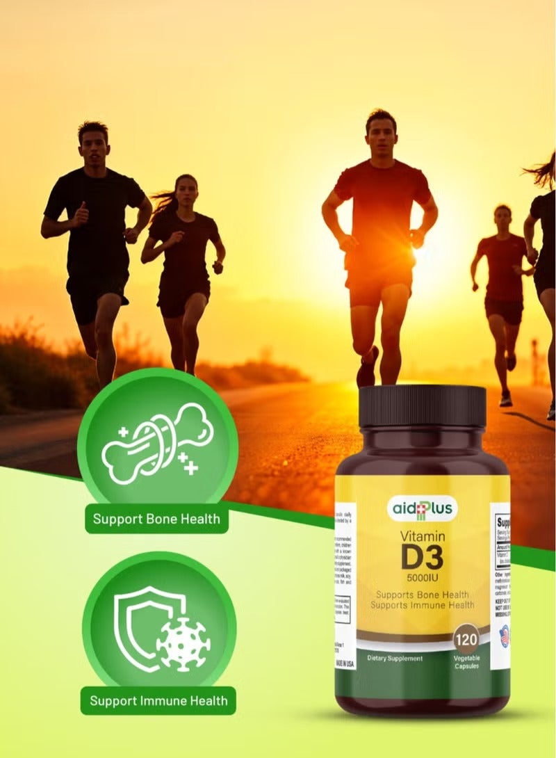AID PLUS Vitamin D3 5000 Iu – 90 Tablets, Immune Support, Bone Health, And Mood Enhancement - Image 2