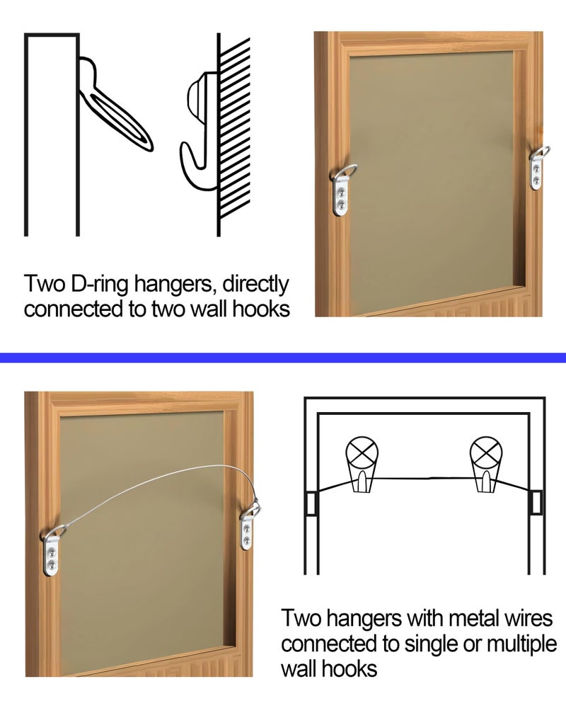 MAKABEE 30 Pcs D-Ring Steel Picture Hangers with 60 Pcs Screws，Heavy Duty Double Holes Picture Hooks for Hanging Clock Paintings , Mirror, Decoration, Paintings - Image 5