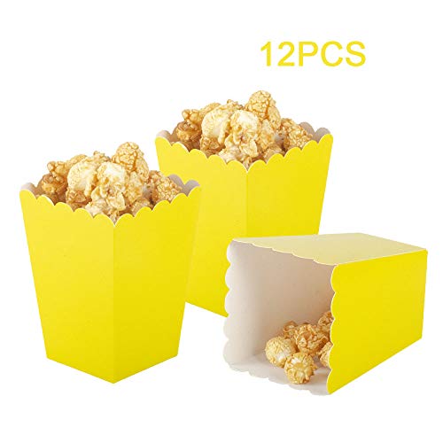 AimtoHome Yellow Popcorn Boxes Mini Paper Popcorn Box Cardboard Popcorn Container for Party, Pack of 12 - Image 3