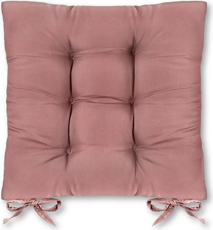 Bluenity 4-Piece Pouf Soft Chair Cushion 6 Quilted 42X42 cm Pink