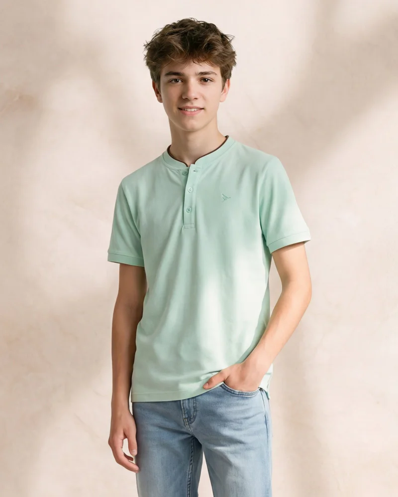 ردتاغ Boys Mint Mandarin Collar T-shirt